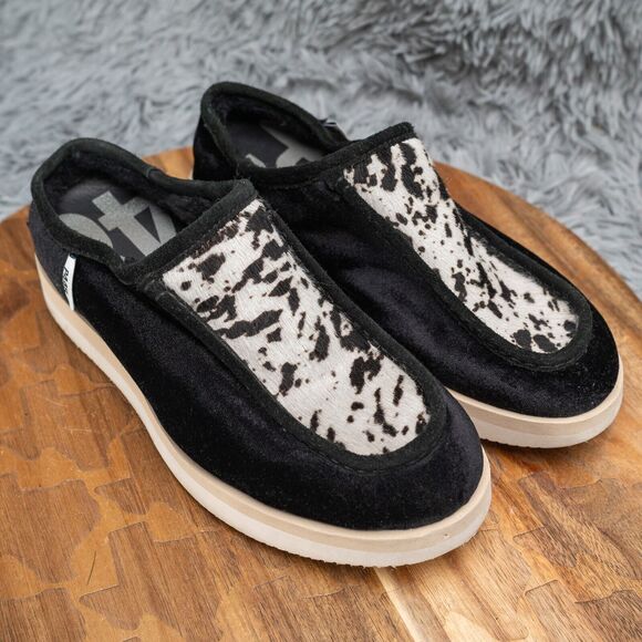 P448 Women’s Bubble Slip on Shoes in Black & Cowhide Print - Size EU 37/US7 - Picture 1 of 7